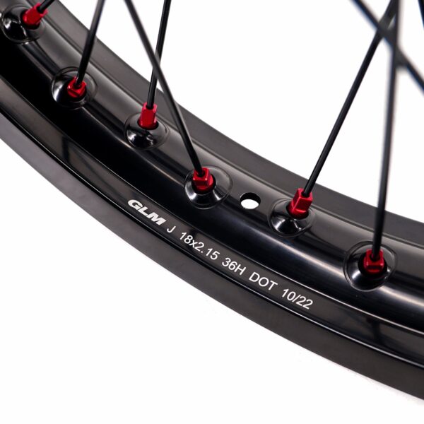 KKE Factory Stock KKE 21" & 18" E-Bike Spoke Wheels Rims Fit SurRon Ultra Bee 2023-2024 Black Hub & Red Nipples - Image 5