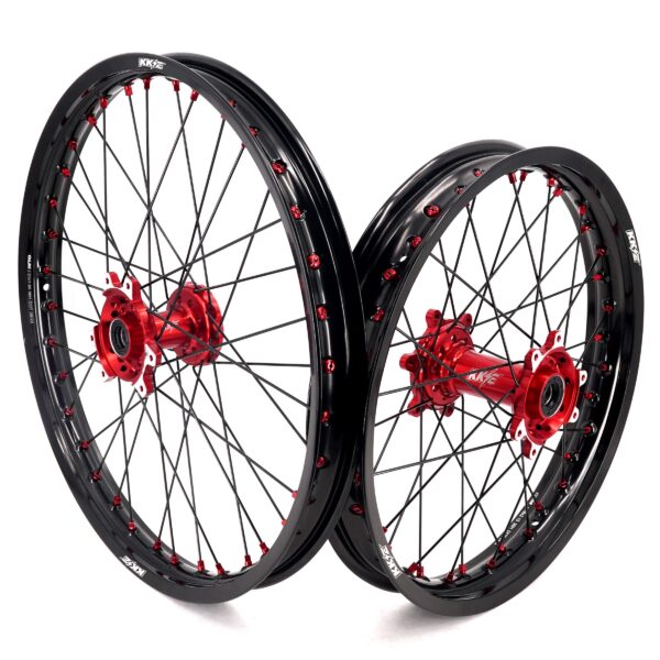 KKE Factory Stock KKE 21" & 18" E-Bike Spoke Wheels Rims Fit SurRon Ultra Bee 2023-2024 Red Hub & Black Rim - Image 5