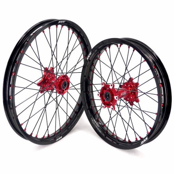 KKE Factory Stock KKE 21" & 18" E-Bike Spoke Wheels Rims Fit SurRon Ultra Bee 2023-2024 Red Hub & Black Rim - Image 4
