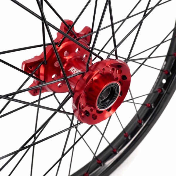 KKE Factory Stock KKE 21" & 18" E-Bike Spoke Wheels Rims Fit SurRon Ultra Bee 2023-2024 Red Hub & Black Rim - Image 9