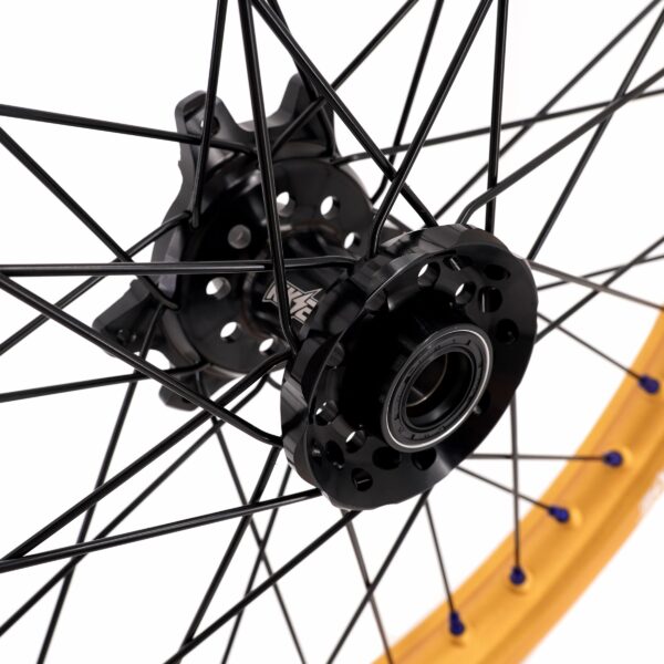 KKE Factory Stock KKE 21" & 18" E-Bike Spoke Wheels Rims Fit SurRon Ultra Bee 2023-2024 Gold Rim & Blue Nipples - Image 7