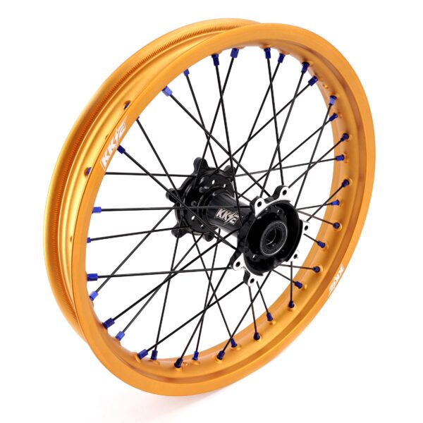 KKE Factory Stock KKE 21" & 18" E-Bike Spoke Wheels Rims Fit SurRon Ultra Bee 2023-2024 Gold Rim & Blue Nipples - Image 11