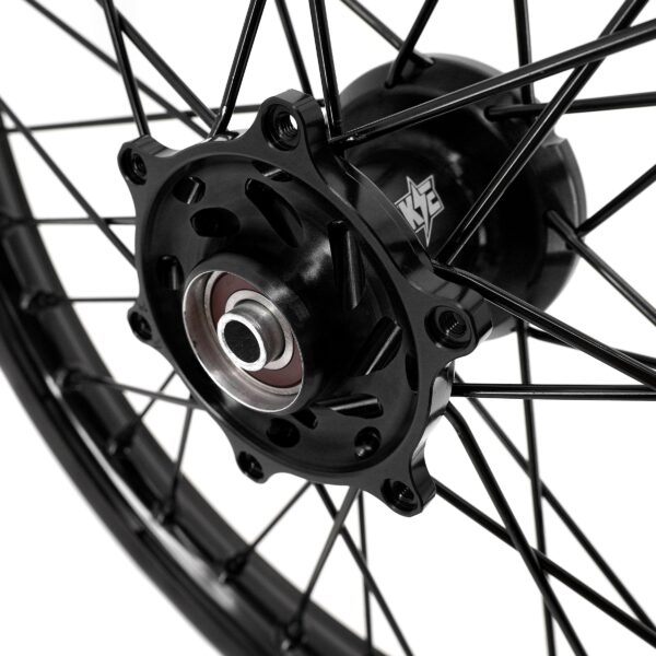 KKE 19 & 16 Spoked Kid's Wheels Rims Set for Kawasaki KX80 KX85 KX100 All Black - Image 8