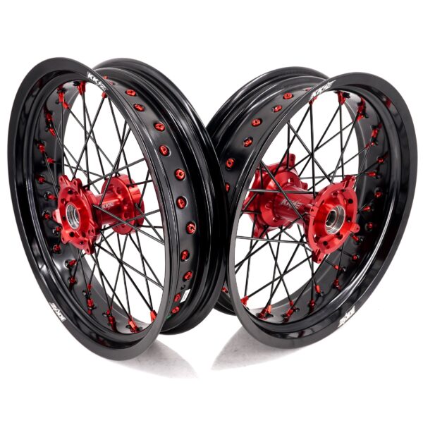 KKE Supermoto Wheels fit HONDA CRF250R 04-13 CRF450R 02-12 Black Spoke - Image 2