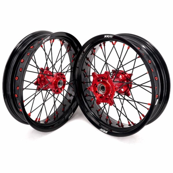 KKE Supermoto Wheels fit HONDA CRF250R 04-13 CRF450R 02-12 Black Spoke - Image 3