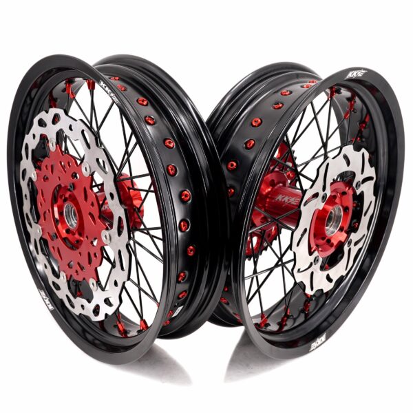 KKE Supermoto Wheels fit HONDA CRF250R 04-13 CRF450R 02-12 Black Spoke - Image 15