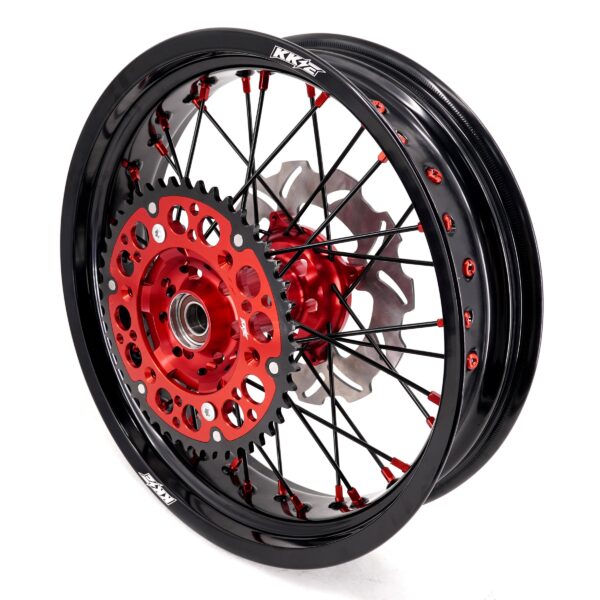 KKE Supermoto Wheels fit HONDA CRF250R 04-13 CRF450R 02-12 Black Spoke - Image 20
