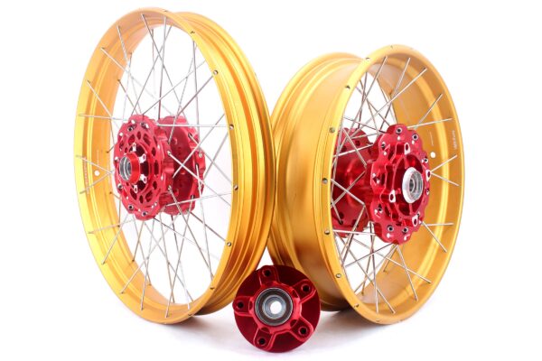 VMX 21/18 Tubeless Rims Fit Honda XL750 Transalp 2023-2024 Red Hub & Gold Rim - Image 2