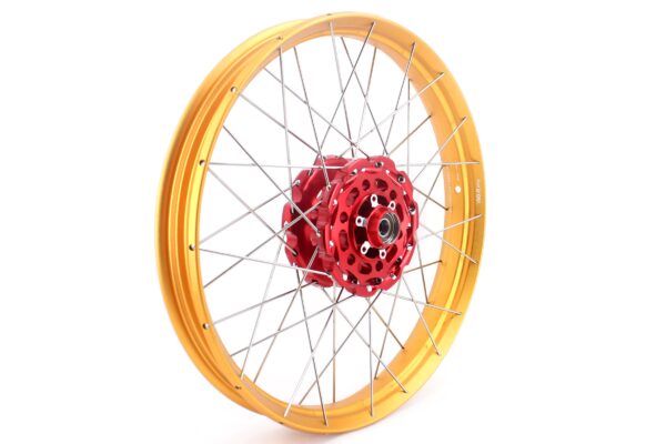VMX 21/18 Tubeless Rims Fit Honda XL750 Transalp 2023-2024 Red Hub & Gold Rim - Image 3