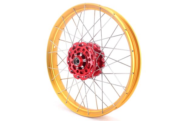 VMX 21/18 Tubeless Rims Fit Honda XL750 Transalp 2023-2024 Red Hub & Gold Rim - Image 5