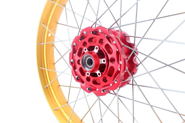 VMX 21/18 Tubeless Rims Fit Honda XL750 Transalp 2023-2024 Red Hub & Gold Rim - Image 6
