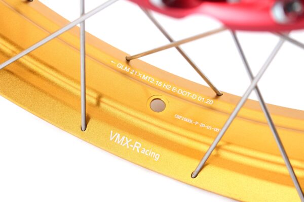 VMX 21/18 Tubeless Rims Fit Honda XL750 Transalp 2023-2024 Red Hub & Gold Rim - Image 7
