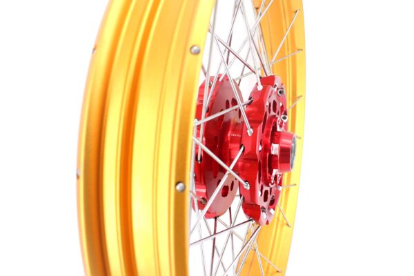 VMX 21/18 Tubeless Rims Fit Honda XL750 Transalp 2023-2024 Red Hub & Gold Rim - Image 8
