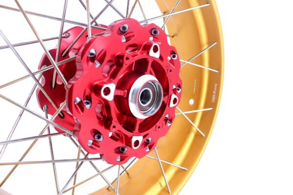 VMX 21/18 Tubeless Rims Fit Honda XL750 Transalp 2023-2024 Red Hub & Gold Rim - Image 9