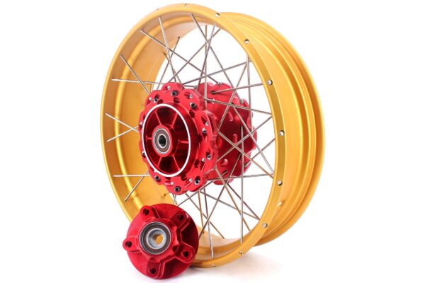 VMX 21/18 Tubeless Rims Fit Honda XL750 Transalp 2023-2024 Red Hub & Gold Rim - Image 10