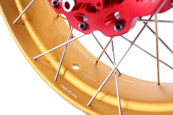 VMX 21/18 Tubeless Rims Fit Honda XL750 Transalp 2023-2024 Red Hub & Gold Rim - Image 11