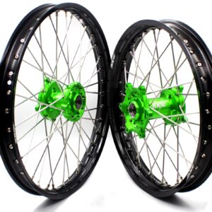KKE 1.6*21 & 2.15*19 Wheels Rims Fit Kawasaki KX450 2019-2023 KX450X 2021-2023 Green Hubs