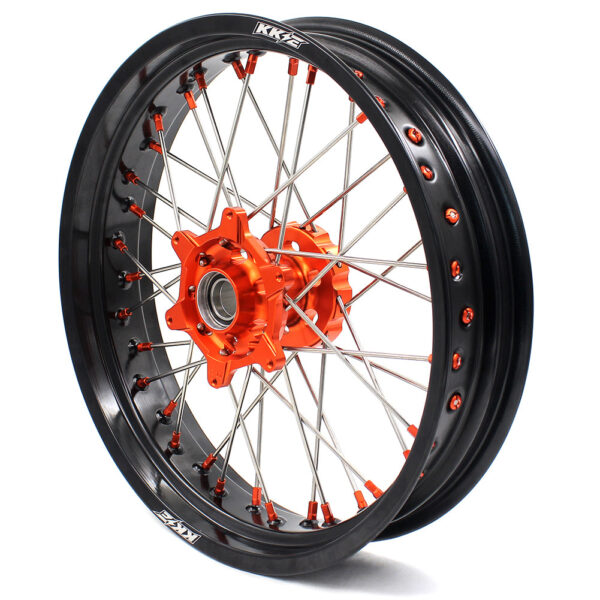 KKE 3.5/5.0 CUSH Drive Supermoto Wheels for KTM 625 SMC  640 LC4 660 SMC Orange Nipples - Image 5