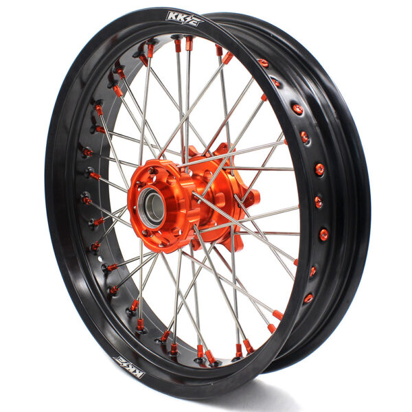KKE 3.5/5.0 CUSH Drive Supermoto Wheels for KTM 625 SMC  640 LC4 660 SMC Orange Nipples - Image 6