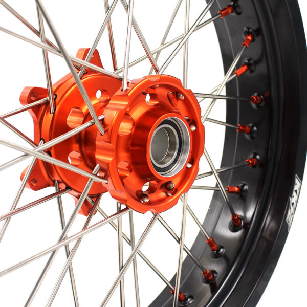 KKE 3.5*17/4.5*17 Cush Drive Supermoto Rims for KTM 625 SMC  640 LC4 660 SMC Orange Nipples - Image 8
