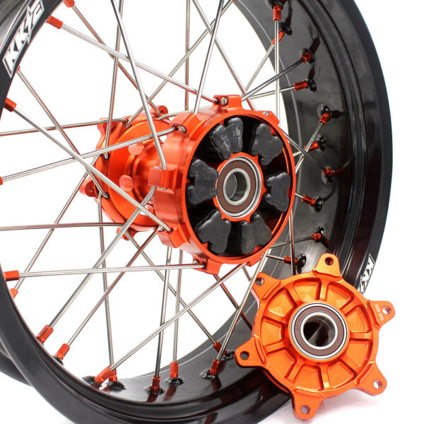 KKE 3.5*17/4.5*17 Cush Drive Supermoto Rims for KTM 625 SMC  640 LC4 660 SMC Orange Nipples - Image 12