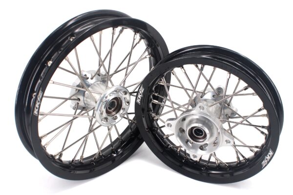 KKE 12 & 10 Kid's Wheels For KTM SX50 2014-2024 For Gas Gas MC50 2021-2024  Mini Bike Silver&Black - Image 3