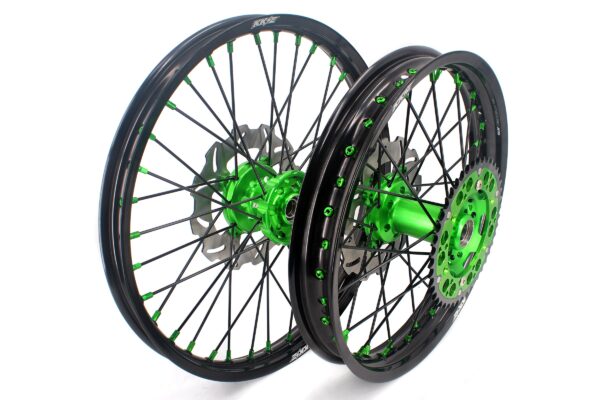 KKE 21/18 Spoked Wheels Rims For KAWASAKI KX125 KX250 2003 2004 2005 Black Spokes - Image 2