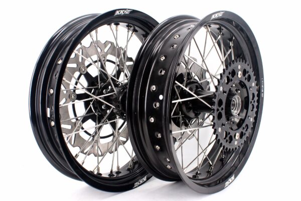 KKE 3.5 & 4.25*17in. Supermoto Wheels Rims for Honda XR650R 2000-2008 Disc Black - Image 4