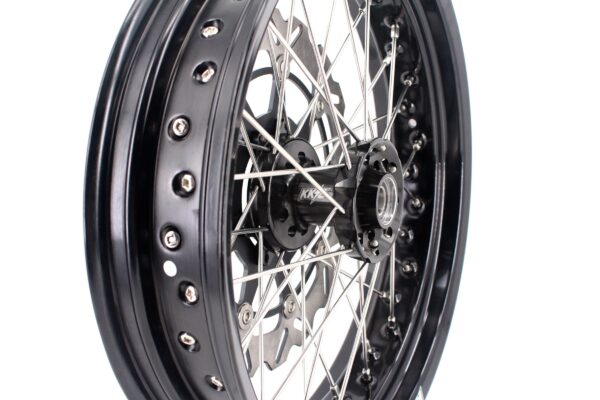 KKE 17 inch Supermoto Wheels Rims for HONDA XR650L 1993-2024 Black Hub Discs - Image 5