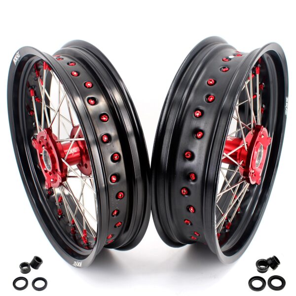 KKE 3.5 & 4.25 Supermoto Wheels Fit Husqvarna TE TC FE FC SMR 2000-2013 Red - Image 2