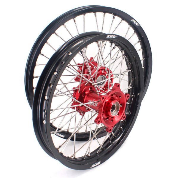 KKE 21/18 Spoked Enduro Wheels for GAS GAS Enduro Bikes 2004-2017 Red - Image 3