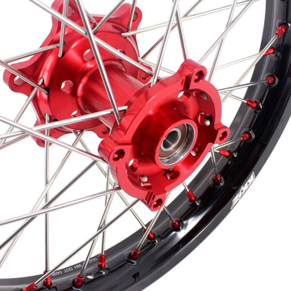 KKE 21" 18" OEM Size Motorcycle Alloy Wheels Rims Compatible with HONDA XR650L 1993-2024 Red Nipples - Image 10