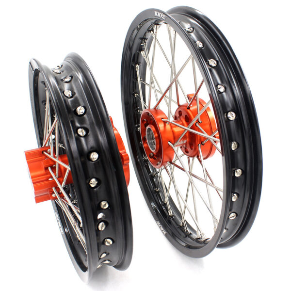 KKE 14 & 12 Spoked Kids Rims for KTM 50 SX 2014-2023 Gas Gas MC 50 2021-2023 Orange - Image 2
