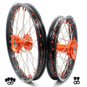 KKE 17″*1.4/14″*1.6 Small Kid’s Wheels Rims Set For KTM SX 85 2021-2024 Orange Nipples