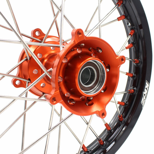 KKE 17"*1.4/14"*1.6 Small Kid's Wheels Rims Set For KTM SX 85 2021-2024 Orange Nipples - Image 12