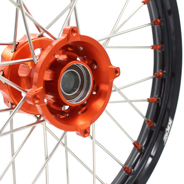 KKE 17"*1.4/14"*1.6 Small Kid's Wheels Rims Set For KTM SX 85 2021-2024 Orange Nipples - Image 8