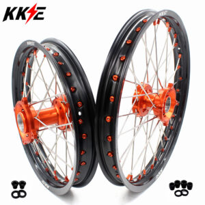 KKE 19in. 16in. Kid’s Big Wheels Spoked Rims Fit KTM SX 85 2003-2020 Orange Nipples