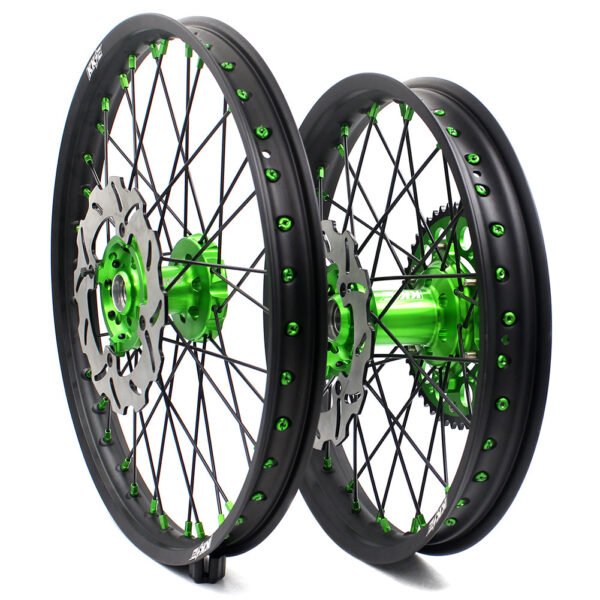 KKE 21/19 MX Spoked Wheels Rims For KAWASAKI KX125 KX250 2003 2004 2005 Black Spokes - Image 2