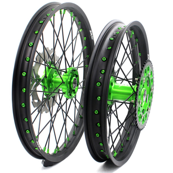 KKE 21/19 MX Spoked Wheels Rims For KAWASAKI KX125 KX250 2003 2004 2005 Black Spokes - Image 3