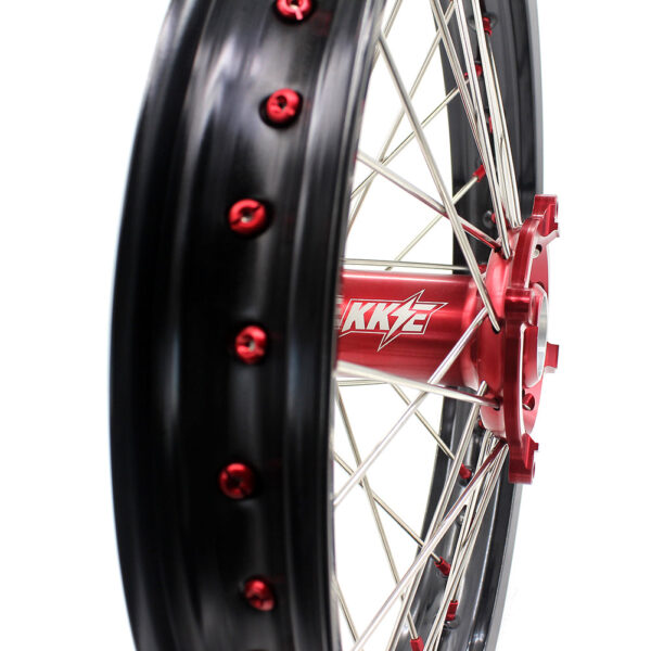 KKE 21 & 19 Wheels for Suzuki RMZ250 2007-2024 RMZ450 2005-2024 Red Nipples - Image 8