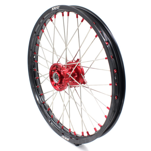 KKE 21 & 19 Wheels for Suzuki RMZ250 2007-2024 RMZ450 2005-2024 Red Nipples - Image 11