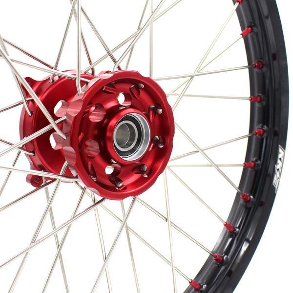 KKE 21 & 19 Wheels for Suzuki RMZ250 2007-2024 RMZ450 2005-2024 Red Nipples - Image 12