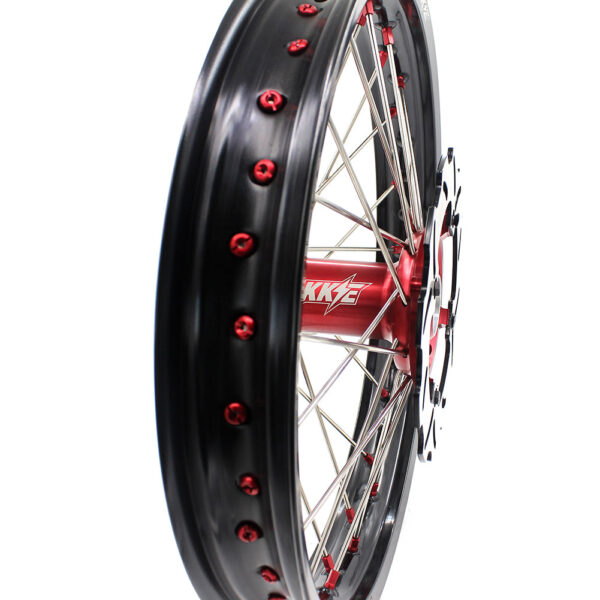 KKE 21 & 19 Wheels for Suzuki RMZ250 2007-2024 RMZ450 2005-2024 Red Nipples - Image 25