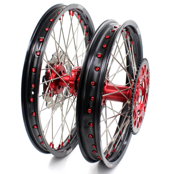 KKE 21 & 19 Wheels for Suzuki RMZ250 2007-2024 RMZ450 2005-2024 Red Nipples - Image 15