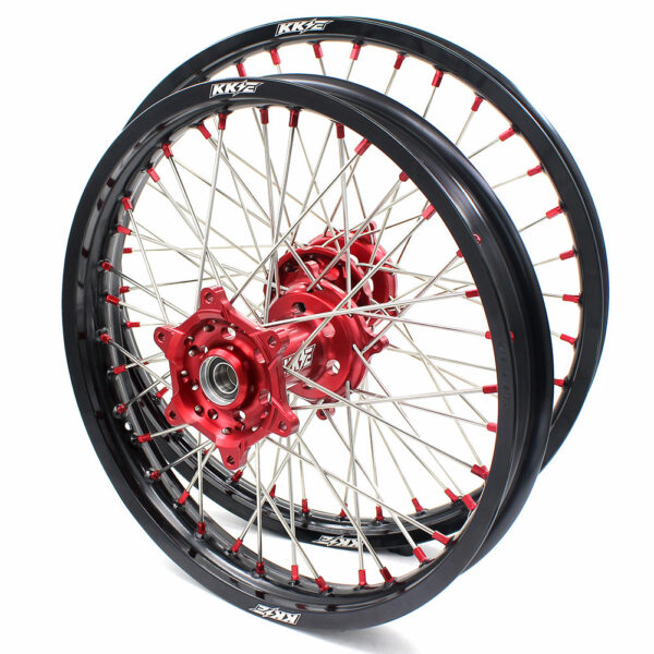 KKE 21 & 19 Wheels for Suzuki RMZ250 2007-2024 RMZ450 2005-2024 Red Nipples - Image 3