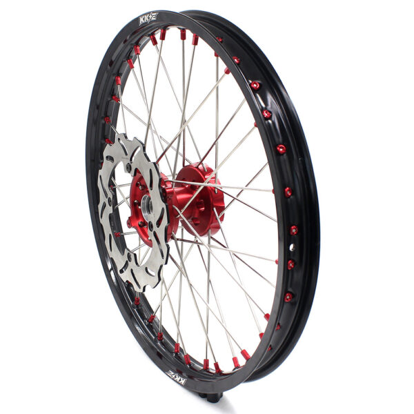 KKE 21 & 19 Wheels for Suzuki RMZ250 2007-2024 RMZ450 2005-2024 Red Nipples - Image 16