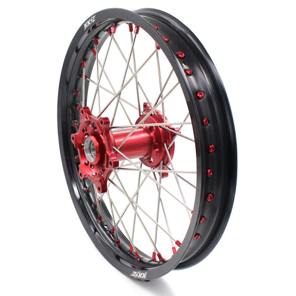 KKE 21 & 19 Wheels for Suzuki RMZ250 2007-2024 RMZ450 2005-2024 Red Nipples - Image 4