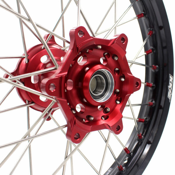KKE 21 & 19 Wheels for Suzuki RMZ250 2007-2024 RMZ450 2005-2024 Red Nipples - Image 5