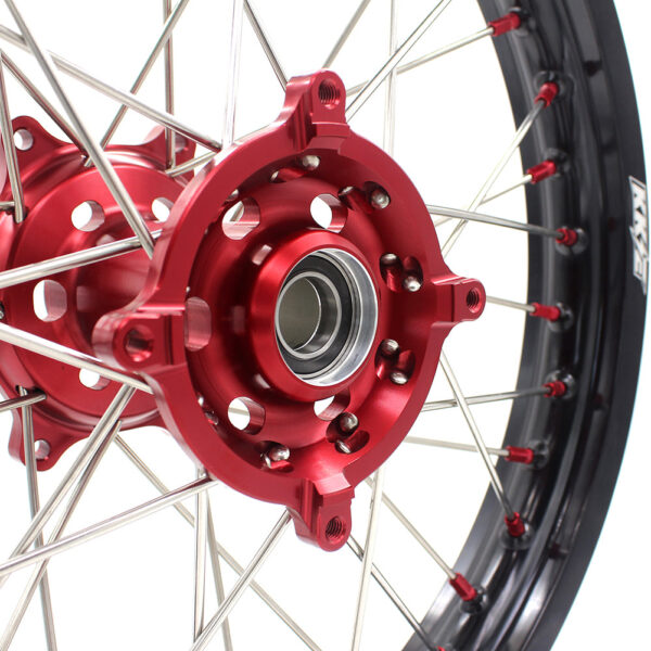 KKE 21 & 19 Wheels for Suzuki RMZ250 2007-2024 RMZ450 2005-2024 Red Nipples - Image 7
