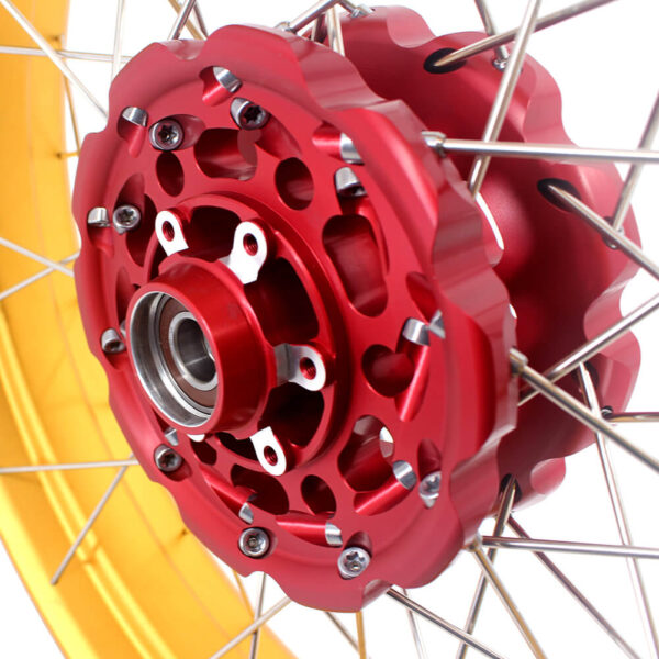VMX-Racing 21/18 Tubeless Rims Fit Honda Africa Twin CRF1000L 2016-2020 Red Hub & Gold Rim - Image 12